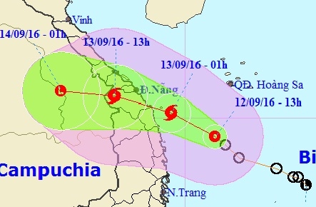 Bão giật cấp 10 hướng vào Đà Nẵng - Quảng Ngãi